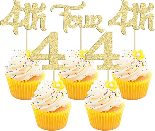 Vista 19 de 24 adornos para cupcakes de primer cumpleaños con purpurina para decoración de pastel de primer cumpleaños, selecciones de cupcakes para niños, baby