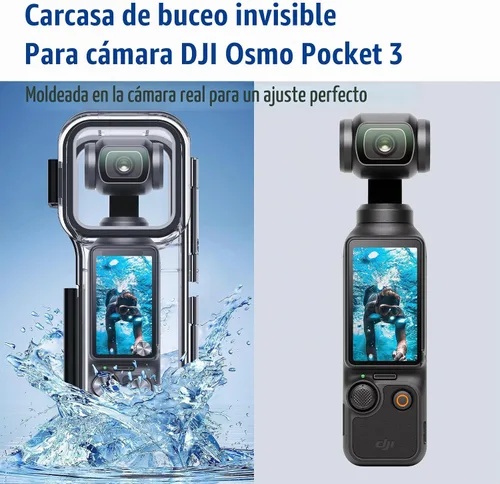 Vista 6 de Carcasa impermeable para DJI Osmo Pocket 3, pantalla táctil subacuática buceo carcasa protectora impermeable hasta 164.0 ft/164/ft con soporte