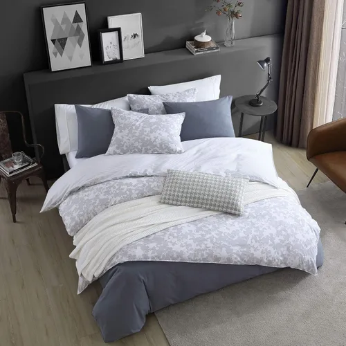 Vista 2 de Kenneth Cole - Juego de funda de edredón tamaño individual, ropa de cama de algodón suave para todas las estaciones, prelavada para mayor suavidad