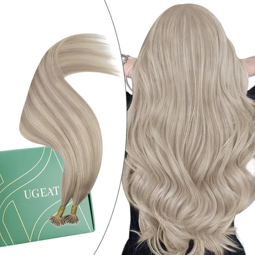 Vista 18 de Ugeat - Extensiones de cabello humano con microanillo, 14 pulgadas, extensiones de cabello Remy con microcuentas de 1 gm/hebra, 50 gms, extensiones