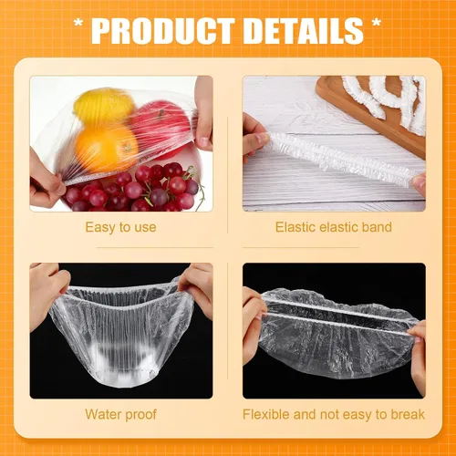 Vista 3 de Crtiin 1000 fundas desechables para tazones, cubiertas de plástico para platos de alimentos con envoltura elástica de plástico para alimentos