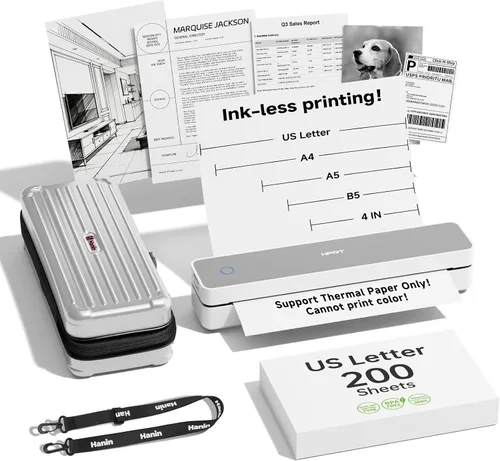 Vista 15 de HPRT MT610 Inkless Portable Thermal Printerr for Travel, Supports Thermal Paper & Labels, Multi-User Bluetooth, Compatible with iOS/Android/Laptop