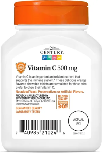 Vista 11 de 21st Century Vitamina C 500 mg Tabletas masticables, Naranja, 110