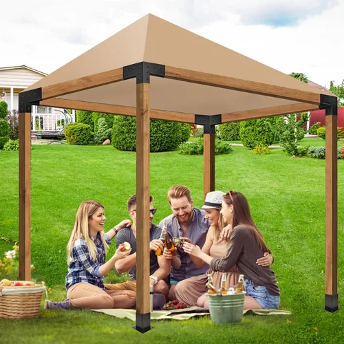 Vista 7 de Kit de soportes para pérgola 4 x 4 – Soporte de esquina de ángulo recto de 3 vías, kit de base de soportes de madera para pérgola de bricolaje, kits