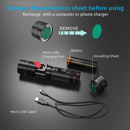 Vista 3 de Linterna magnética LED recargable, súper brillante con luz de trabajo COB, impermeable, 4 modos, linternas tácticas de bolsillo para acampar al aire