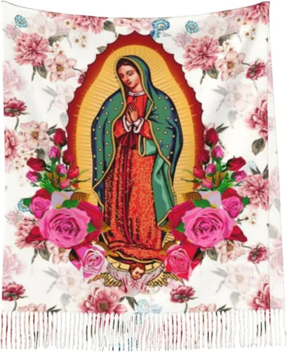 Vista 5 de YQIUSM Virgen de Guadalupe Chal Bufanda Virgen María Católica, Multi