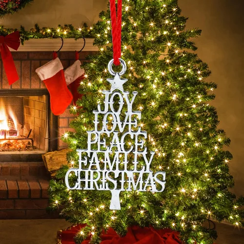 Vista 7 de Adorno de árbol de Navidad de metal de peltre sólido 2023, colgantes colgantes para fiesta, hogar, vacaciones, regalos de decoración de Navidad