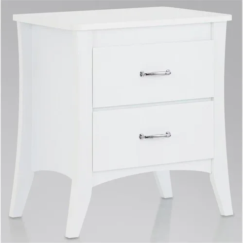 Vista 7 de Acme Babb Mesita de noche rectangular de madera con 2 cajones y patas cónicas en color blanco