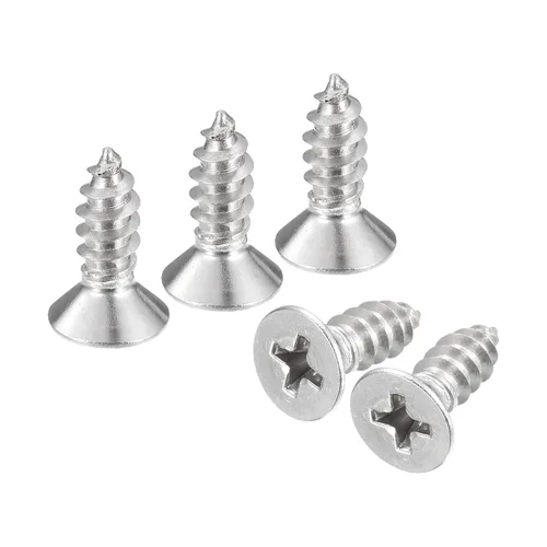 Vista 32 de uxcell Tornillos de chapa de cabeza plana #4x1, 50 tornillos de madera Phillips Drive Tornillos de acero inoxidable 304 Autoperforantes