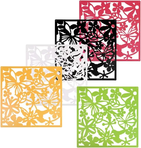 Vista 9 de ANMINY Paneles divisores de habitación colgantes, patrón de talla de flores Negro