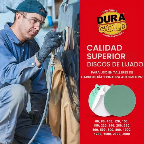 Vista 5 de Dura-Gold Discos de lijado PSA de película verde de 5 pulgadas - Grano 80