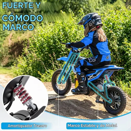 Vista 7 de Winado 24V Kids Electric Dirt Bike, Electric Motorcycle Mini Bike, Blue Azul