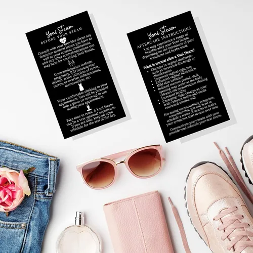 Vista 9 de Boutique Marketing LLC Yoni Steam - Tarjetas de instrucciones para el cuidado posterior al vapor, paquete de 50, tamaño de tarjeta de visita de 2 x