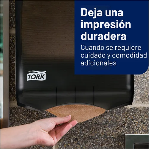 Vista 4 de Tork Toalla de mano multipliegue, natural, 100% reciclada, certificado FSC, compatible con dispensadores H2, 16 paquetes x 250 hojas (MK520A)