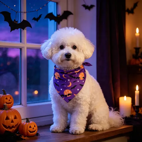 Vista 6 de PUPTECK Bandanas de Halloween para perros, 4 unidades, disfraces suaves para mascotas, bufandas triangulares, accesorios para mascotas para perros
