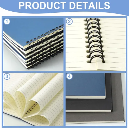 Vista 3 de Epakh 18 paquetes de cuadernos en espiral, cuadernos A5, 50 hojas de papel grueso y tapa dura de estraza a rayas para suministros de oficina, 5.5 x