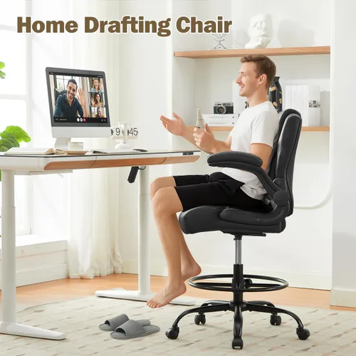 Vista 6 de Silla de dibujo ergonómica, silla de oficina alta para escritorio de pie