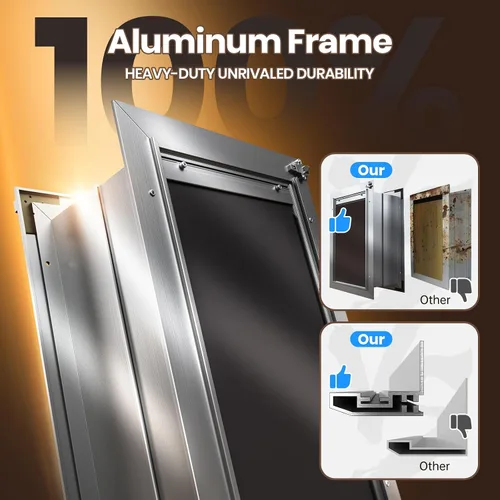 Vista 2 de Puerta de perro para pared, puerta grande para perro, puerta resistente para mascotas con todo aluminio, 2 solapas magnéticas, túnel telescópico
