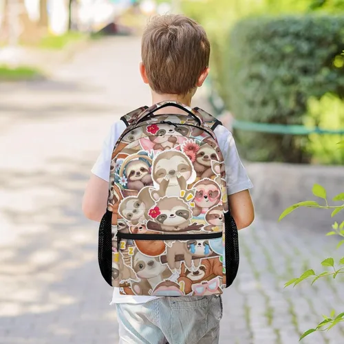 Vista 2 de Mochila de perezoso para niñas y niños, mochilas de 16 pulgadas para la escuela, linda, correas ajustables, duradera, ligera, perezoso3, Classic