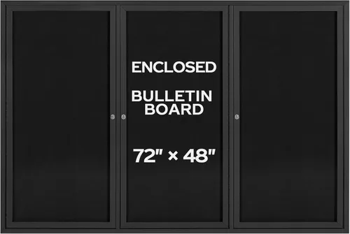 Vista 18 de INNOVART Tablero de anuncios cerrado de 36" x 24", tablero de anuncios de tela con cerradura con marco de aluminio, vitrina de pared con puerta Negro