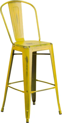 Vista 34 de Taburete Flash Furniture de bar, hecho de metal para interior y exterior, Metal, Negro