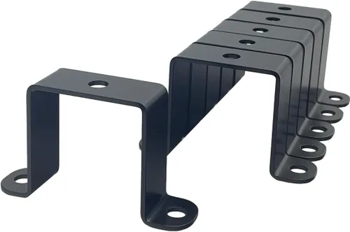 Vista 8 de 6 abrazaderas de tubo cuadrado de 1 x 1 pulgada, soporte de metal en forma de U de 1 pulgada, soporte de abrazadera de acero en U para montaje, negro