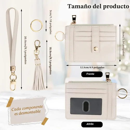 Vista 2 de KNGITRYI Billeteras pequeñas de pulsera para mujer RFID para tarjetas de crédito, cartera con llavero, cartera para tarjetas de crédito
