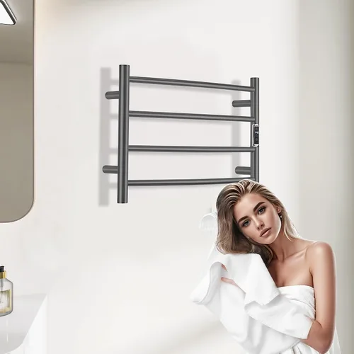 Vista 5 de Toalleros térmicos para baño, calentadores eléctricos de toallas para montar en la pared con temporizador y control de temperatura, calentador