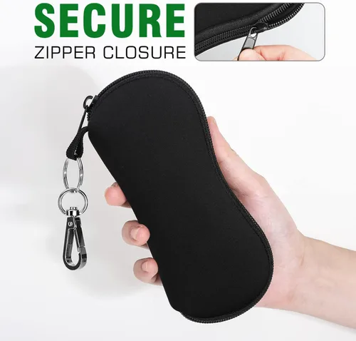 Vista 7 de MoKo Estuche suave para lentes de sol, paquete de 2, estuche de neopreno portátil ultraligero con cremallera para gafas, caja de seguridad