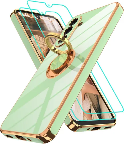 Vista 348 de Funda para Motorola Moto G 5G 2024: Funda Moto G Play 5G 2024 con 2 piezas de protectores de pantalla, soporte de anillo de rotación de 360°