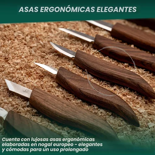 Vista 9 de BeaverCraft Kit de tallado de madera de lujo S18X - Juego de cuchillos para tallar madera - Juego de herramientas para tallar cucharas