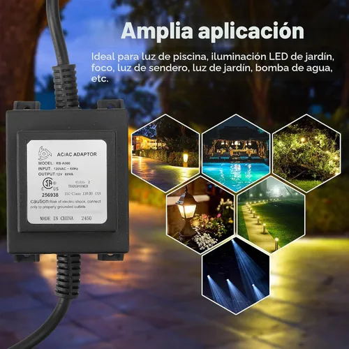 Vista 5 de onlyfire - Transformador de paisaje impermeable de 60 W, 110/120 V a CA 12 V/5 A
