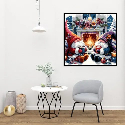 Vista 5 de ARTMYRUI Pintura navideña por números para adultos, kit de pintura de gnomos por números sobre lienzo para adultos principiantes, kits de pintura al