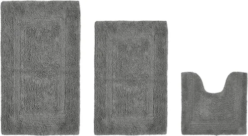 Vista 618 de Better Trends - Juego de 2 alfombras de baño 100% algodón, extra suaves, con borlas, de 17" x 24", alfombra de baño superabsorbente y reversible