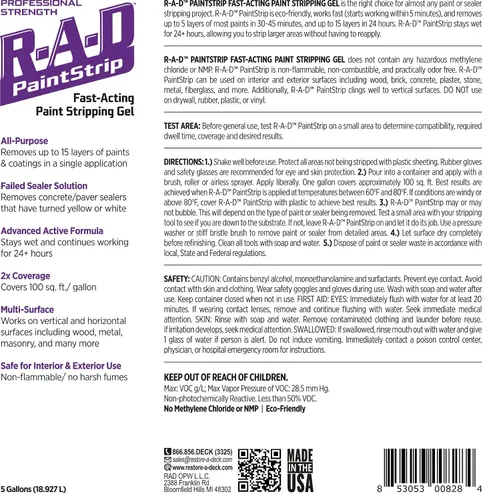 Vista 2 de R-A-D PaintStrip - Pavimentador de ladrillos y manchas sólidas/pelador de hormigón estampado de 5 galones