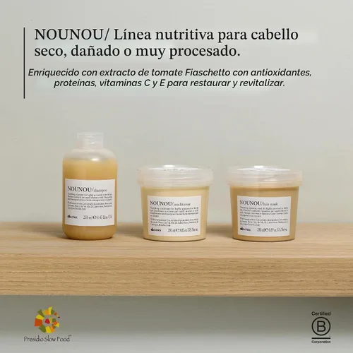 Vista 5 de Davines NOUNOU - Mascarilla capilar reparadora para cabello altamente procesado, tratado químicamente, seco, dañado o quebradizo, restaura