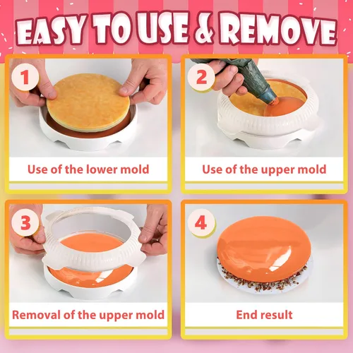 Vista 5 de Molde de silicona para mousse, molde redondo de silicona para tartas de 7.5 pulgadas de diámetro (capacidad de 33.5 onzas), fácil de usar
