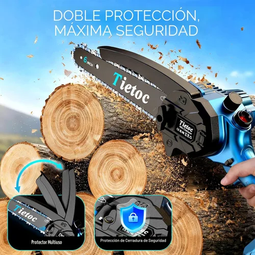 Vista 8 de Tietoc Mini motosierra inalámbrica de 6 pulgadas [actualización 2024] Sierra de cadena eléctrica portátil, pequeña de mano alimentada por batería