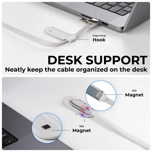 Vista 5 de Rolling Square inCharge XL - Cable de carga múltiple 6 en 1, cable USB portátil y USB-C con potencia de carga ultrarrápida de 100 W, 10 pies/9.8 ft