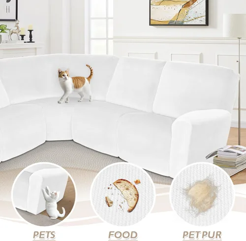 Vista 251 de Arfntevss Fundas de sofá seccional reclinable de terciopelo, Funda de sofá seccional de esquina para sofá reclinable, Funda elástica suave