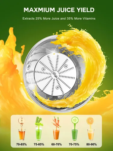 Vista 11 de Máquinas exprimidoras, extractor centrífugo de 1200 W con canal de alimentación de 3 pulgadas, velocidades dobles, motor de cobre completo