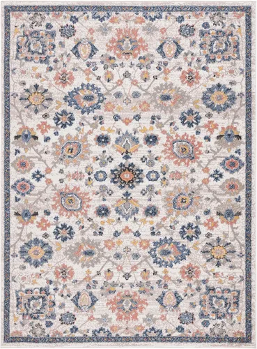 Vista 3 de SAFAVIEH Astoria Collection - Alfombra decorativa, 4 x 6 pies, beige y azul, diseño floral, no desprende pelusa y de fácil cuidado, ideal para zonas