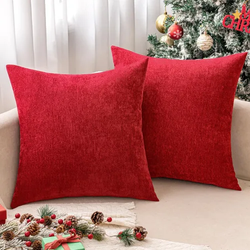 Vista 14 de MIULEE - Pack de 2 fundas de almohada decorativas beige de 16x16 pulgadas, cojines suaves de chenilla para sofá, fundas de cojín de estilo casa