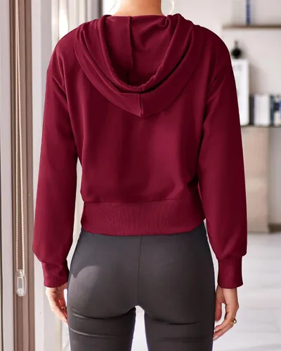 Vista 5 de BTFBM Sudaderas con capucha de manga larga para mujer, estilo casual, para otoño, invierno, 2023, con cordón, recortadas, con bolsillos