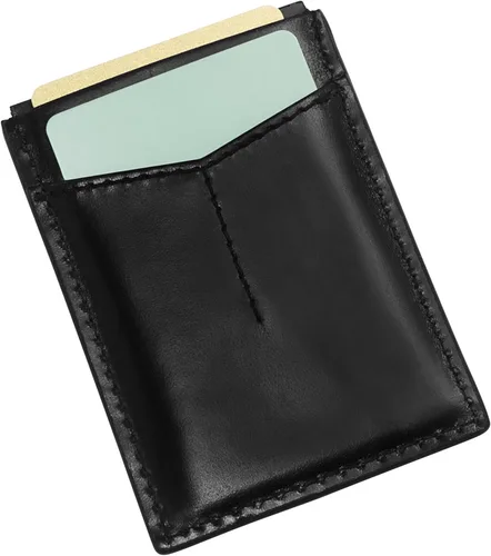 Vista 4 de Fossil Funda magnética minimalista de cuero para hombre con clip para dinero bolsillo frontal cartera para hombres, Negro, Estuche para tarjetas