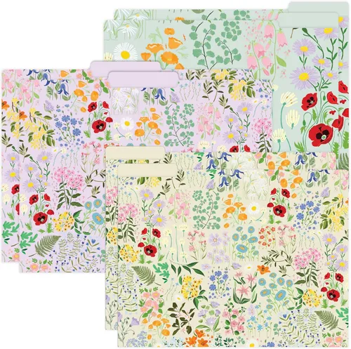 Vista 13 de bloom daily planners Carpetas decorativas para archivos, juego de seis organizadores de tamaño carta (8.5 x 11 pulgadas), pestañas de corte de 1/3