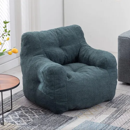 Vista 12 de Puf - Silla de sofá individual, mullida, moderna, suave, copetuda, de espuma, sofá perezoso, silla de ocio para sala de estar, dormitorio, balcón