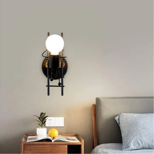 Vista 2 de Mengjay Humanoid - Lámpara de pared creativa para interiores, lámpara de pared moderna Art Deco Hierro E26 Base para dormitorio, habitación