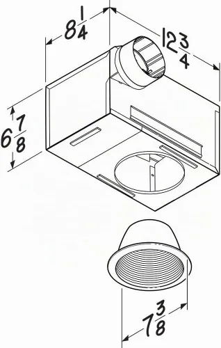 Vista 5 de Broan-NuTone 744L - Ventilador de luz empotrado para ventilación, velocidad seleccionable 50-80 CFM, 0.3-2 Sones, color blanco