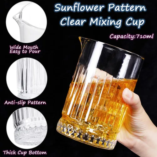 Vista 5 de Vasos cocteleros de 24 onzas – Barra de cristal de 24.0 fl oz con vasos de agitación (2 piezas) para whisky, Martini, Old Fashioned